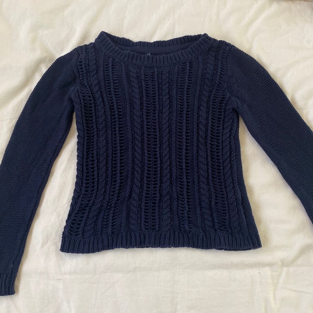 GAP CABLE KNIT NAVY BLUE FITTED SWEATER